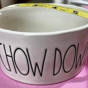 Rae Dunn 6” CHOW DOWN pet bowl ivory ceramic
